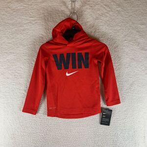 NIKE Dri-Fit Kids WIN Printed Red‎ Hooded Sweatshirt Jacket 3-4 Yrs Size XS NWT